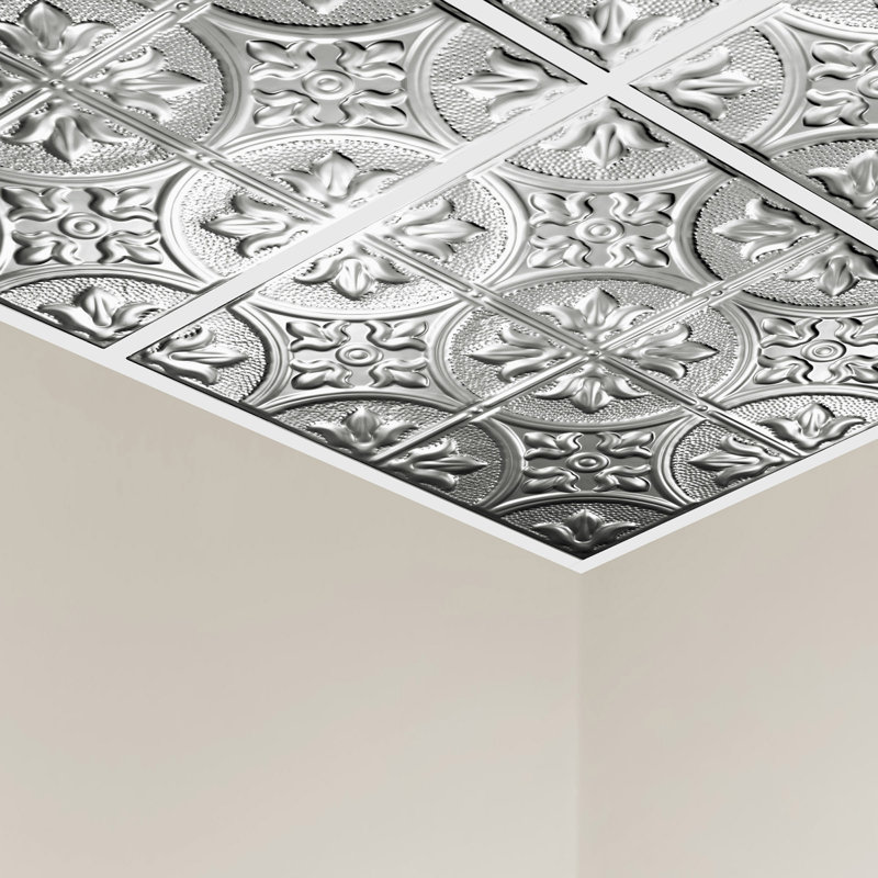 Dalle de plafond Great Lakes Tin Jamestown 2 pi x 2 pi (paquet de 5), Argent