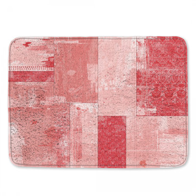 Red Geometric Patchwork Bath Mat
