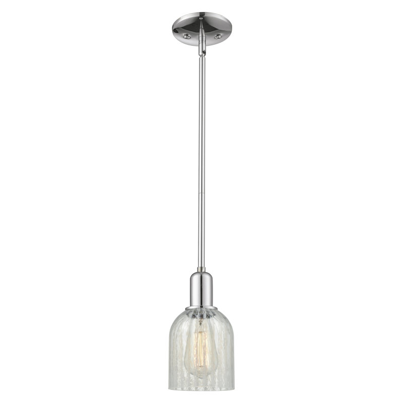 Arcadia - Caledonia - Mini-luminaire suspendu avec tige 5 po 1 lumière, Mouchette, Polished Chrome