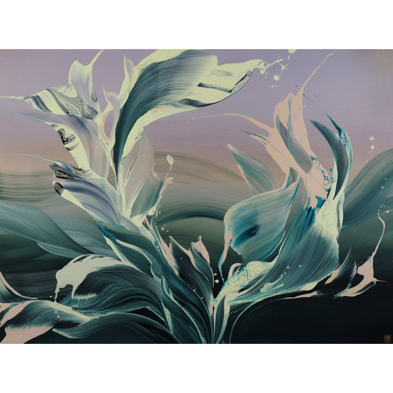 Swept Print by Novi Lim, Black Framed Canvas, 24" H x 32" W