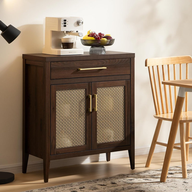 Buffet moderne avec tiroirs et portes en filet, noyer espresso