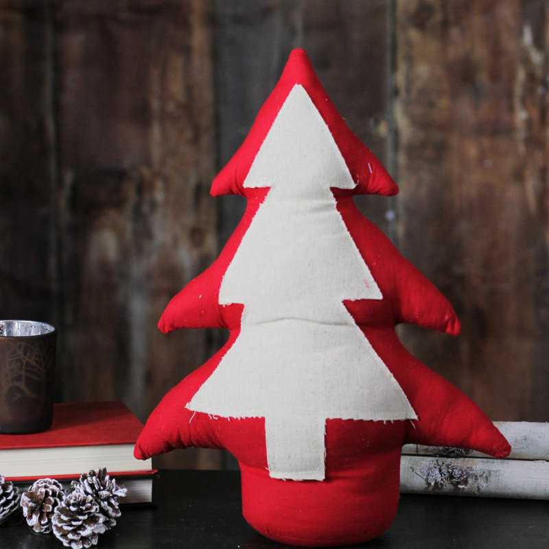 Décoration de table arbre de Noël contemporain 15 po rouge et blanc