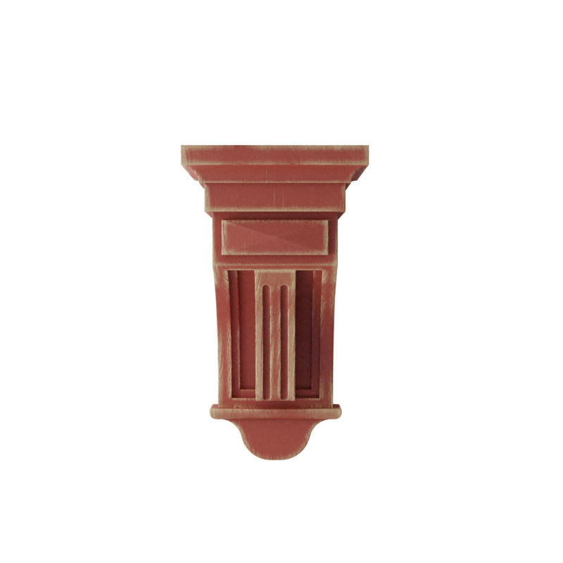 Corbel décoration cannelée sur surélevé, H 10 po x l 5,5 po x P 5,5 po, Rouge usé