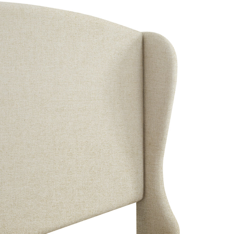 Structure de lit plateforme à oreilles Mikala, Grand, Beige Linen