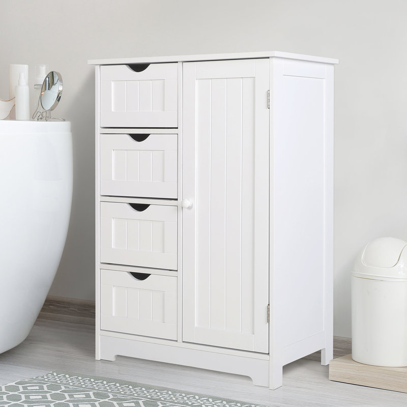 Twanna Bathroom Floor Cabinet, Freestanding Storage Cabinet for Entryway Storage, White