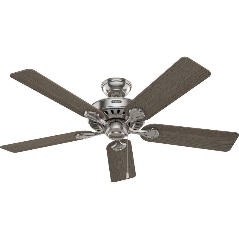 Hunter 52 Inch Pro's Best Energy Star® Ceiling Fan With Lights And Pull Chains, Dark Brown Wood/Espresso Wood, Nickel