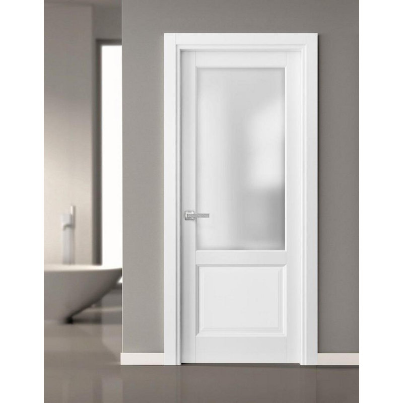 Porte standard en verre givré blanc Lucia, 18 po x 80 po
