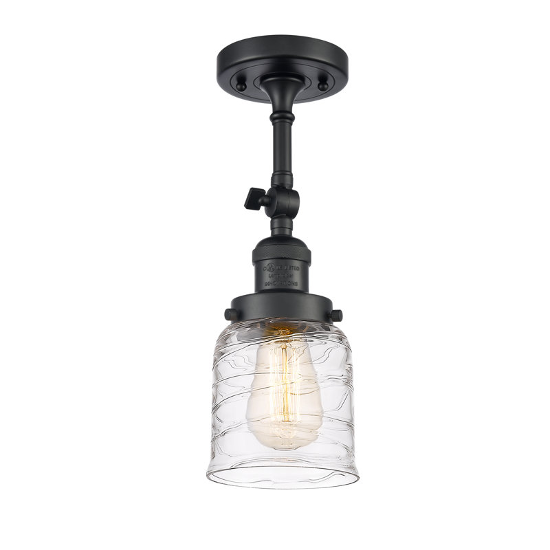 Applique murale 1 lumière 8 po Bell, Noir mat, Ampoule non incluse, Tourbillon déco transparent