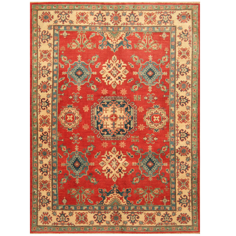 Tapis de la zone en laine 5 pi x 6 pi 10 po one-of-kind-noué la main Jevon