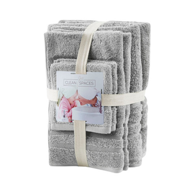 Ensemble 6 serviettes de bain antimicrobien durable, Gris