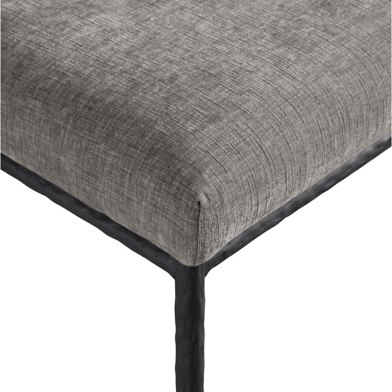 Chaise d'appoint en chenille Reeves, Tissu gris chenille, Noir mat