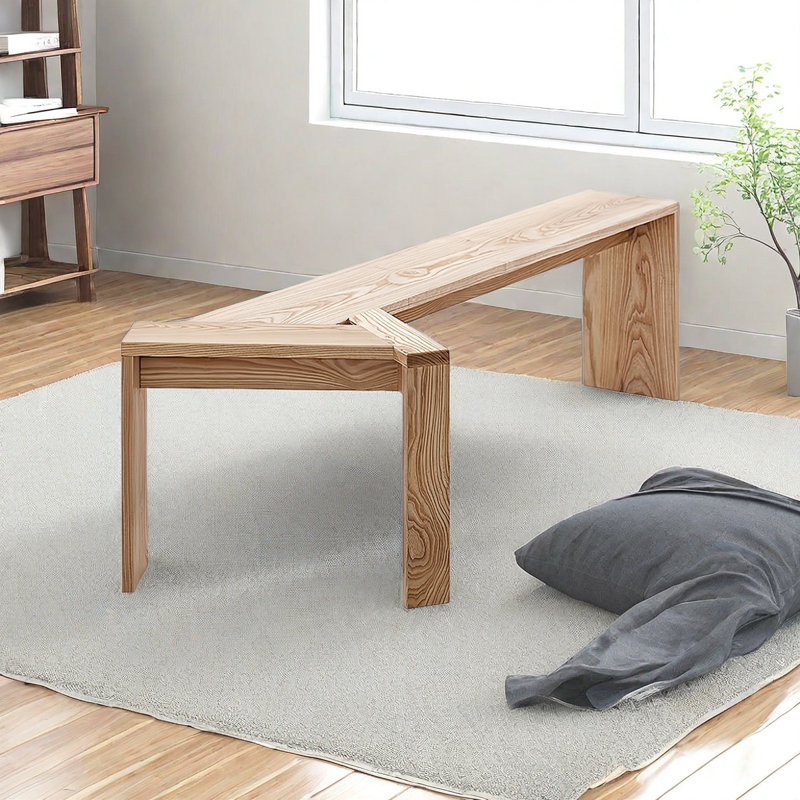 Solid Wood Bench, 17.32" H x 59.05" W x 24.21" D, Burlywood