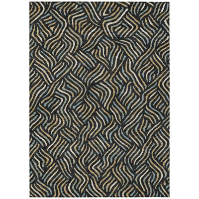 Machine Washable Indoor/Outdoor Chantille ACN2474 Abstract Rug