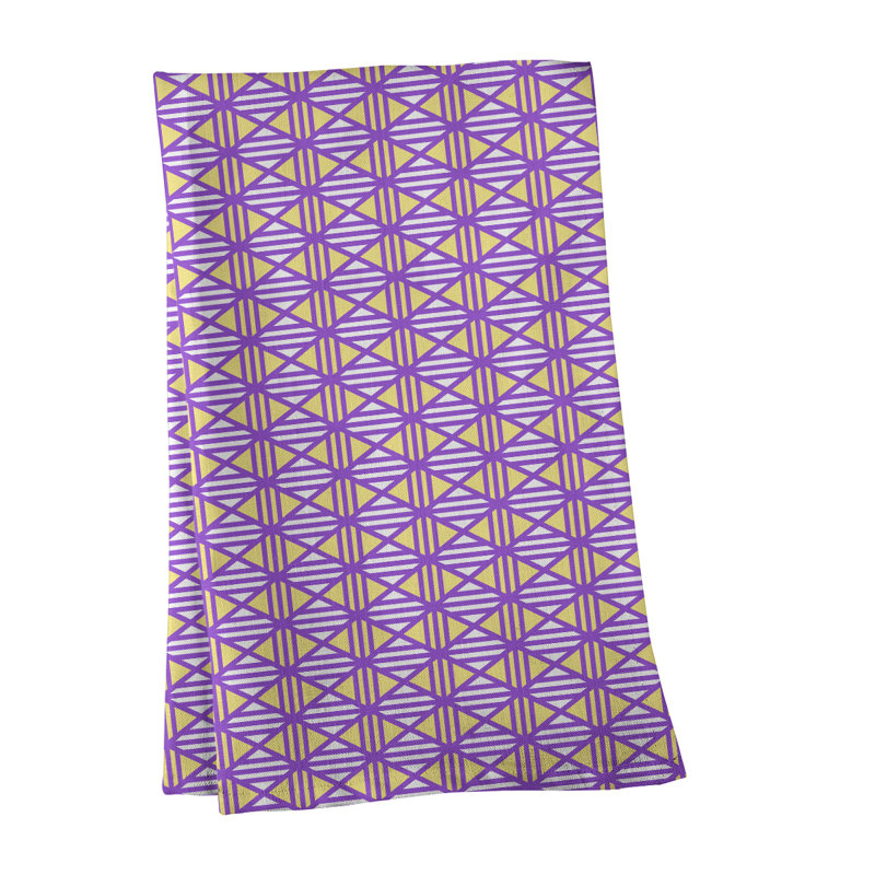 Torchon Gady, Jaune / Mauve, Polyester sergé