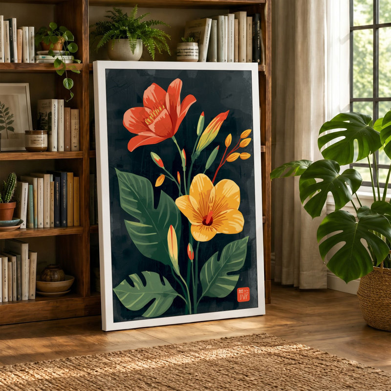 Study Botanical 1 Piece Wrapped Canvas Wall Art, 36x24 - 91.4 x 61.0 cm, Taupe Border