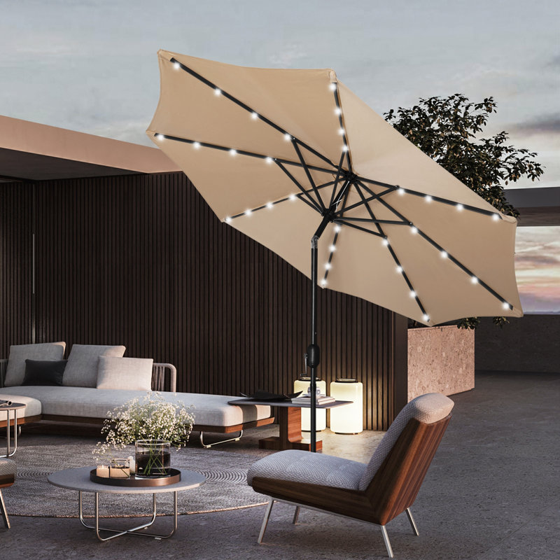 Parasol de marché lumineux 9 pi Addison, Beige