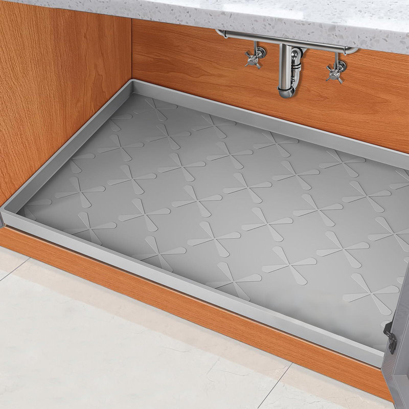 Sous le lavabo, imperméable à l'eau, tapis de cuisine en silicone, Gris