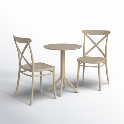 Farrah 23.6" W Round 2-Person Plastic Patio Bistro Set with Foldable Table