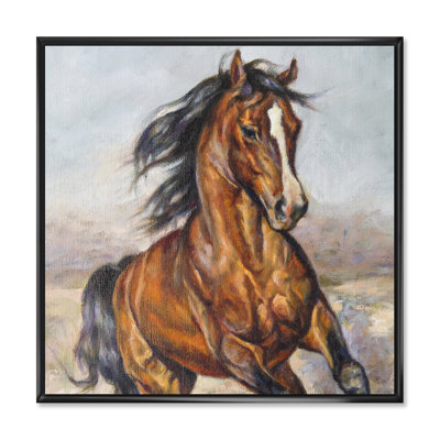 Portrait d'un cheval dans la course - reproduction sur toile