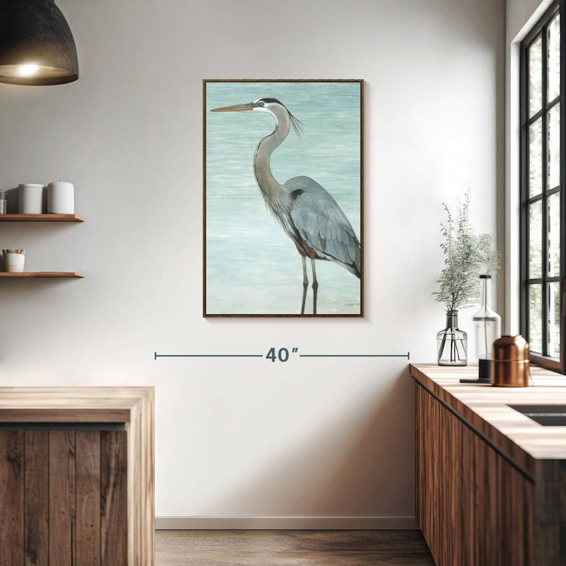 Grand héron, 25" x 37", Floating Frame Walnut