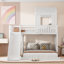 Lit superposé simple au-dessus d'un lit double Farmhouse - Lit mezzanine avec glissade et 2 méthodes d'assemblage pour les chambres familiales
