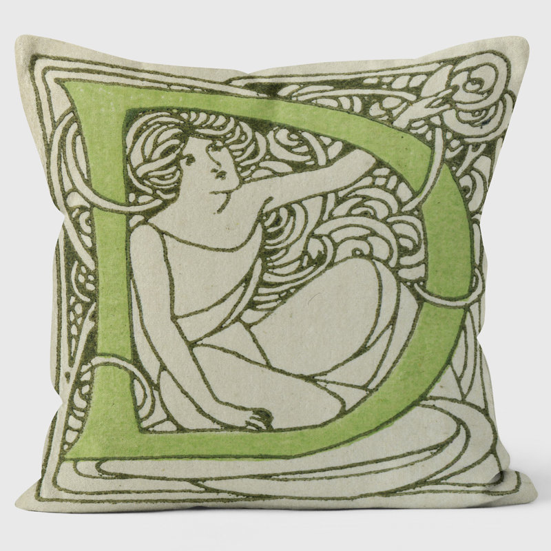 Art Nouveau Alphabet "D" Cushion