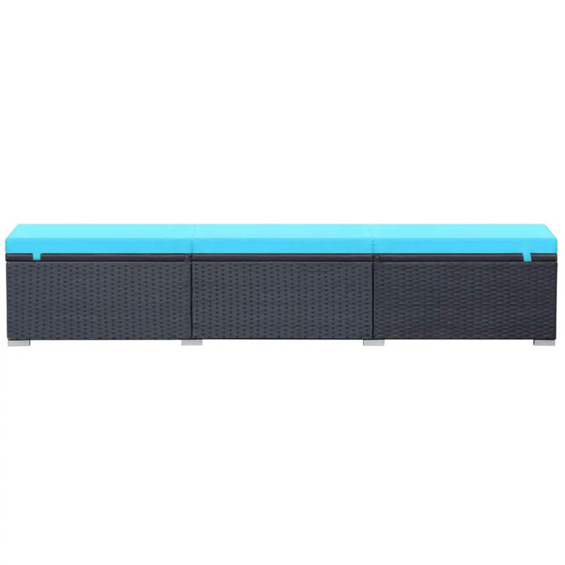Silvestro 78" Long Single chaise with Cushions, Black, Blue