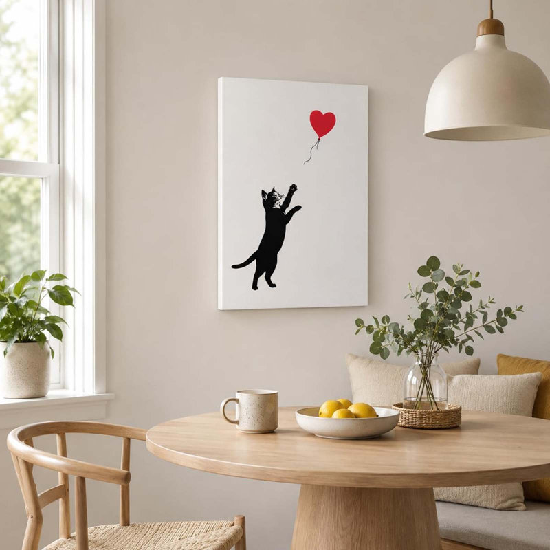 Cute Black Cat Framed Canvas Wall Art 30x40cm