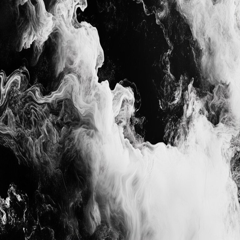 Tourbillon de fumée abstrait en monochrome, L 108 po x l 96 po