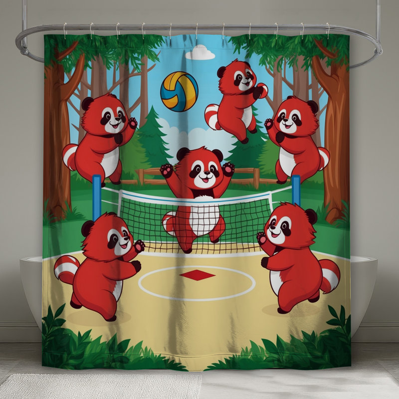Rideaux de douche Red Pandas, L 70 po x H 72 po