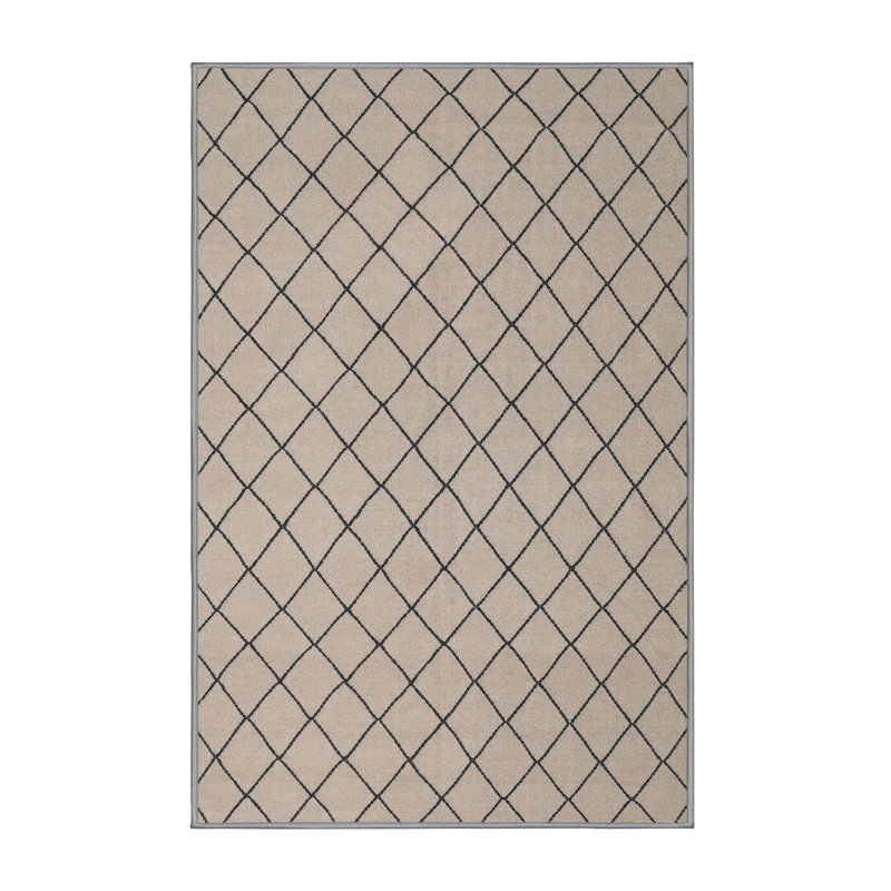 Tapis contemporain gris / noir, Rectangle 4 pi x 6 pi