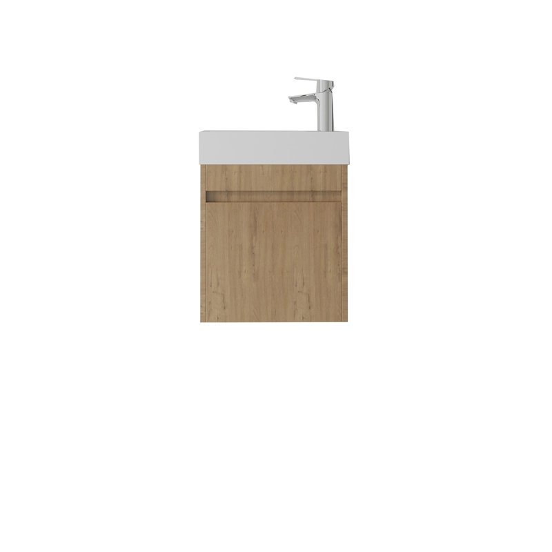 Ensemble de meuble-lavabo flottant, Chêne