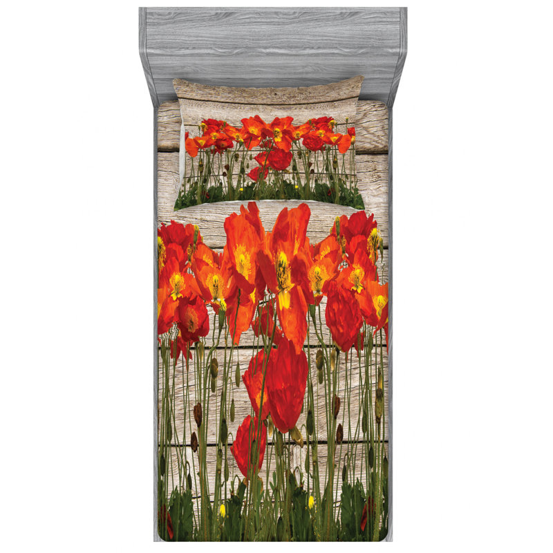 Microfiber Floral Sheet Set, Twin XL Sheet Set with Fitted Sheet