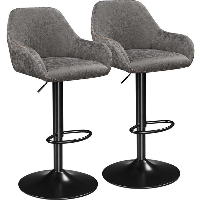 Eastway Swivel Upholstered Adjustable Height Counter Stool with Metal Frame, Gray