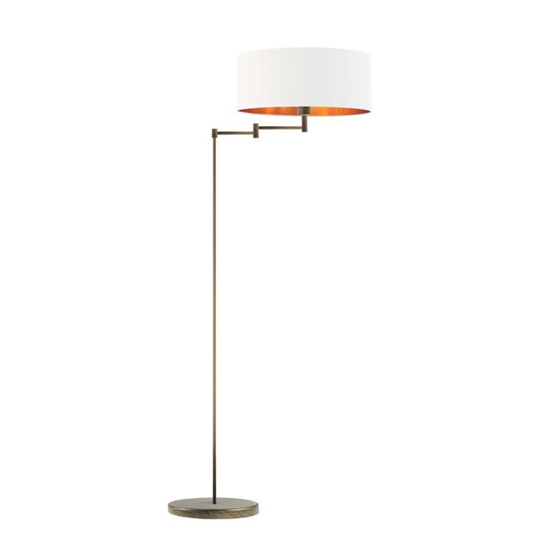 Korin 155cm Swing Arm Floor Lamp, White, Gold