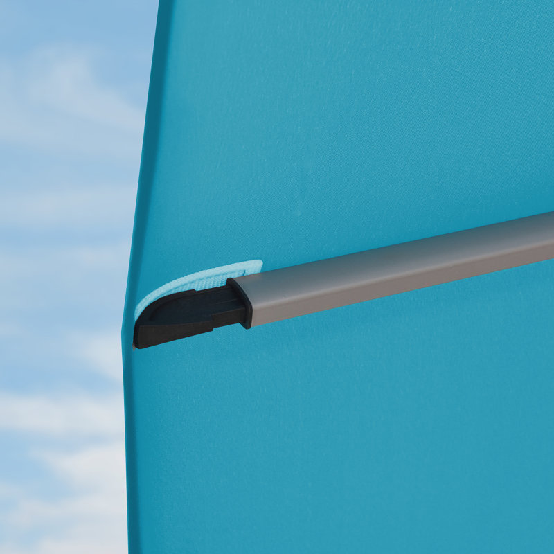 Seroka 12' x 9' Rectangular Umbrella with with Base in Ground, Turquoise