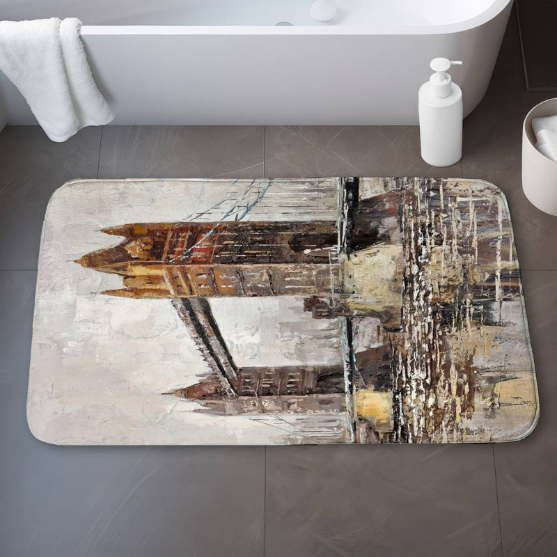 London tower bridge Bath Mat with Non-Slip Backing - Quick Dry Memory Foam Bathroom Rug - Absorbent - Modern Plush Spa-Style - Machine Washable