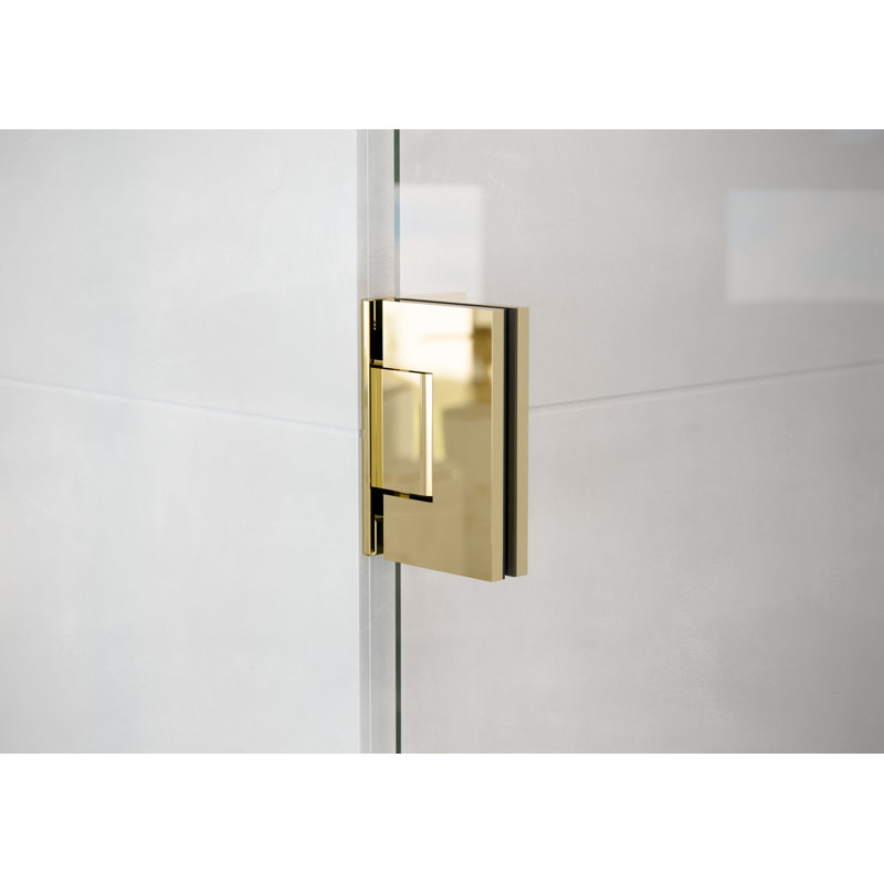 Umbra 63.75 in. x 78 in. Fully Frameless Wall Hinge Towel Bar Shower Door, Polished Brass