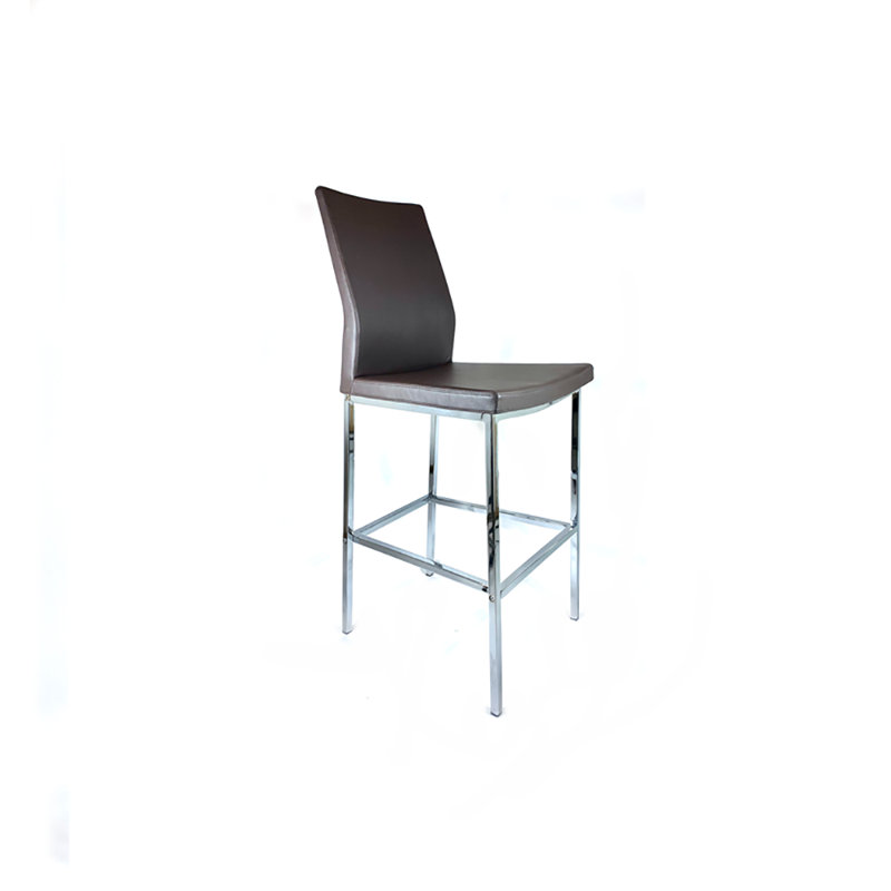 Tabouret Jocelyne, Chrome, Tabouret de comptoir (hauteur de siège de 27 po), Blanc