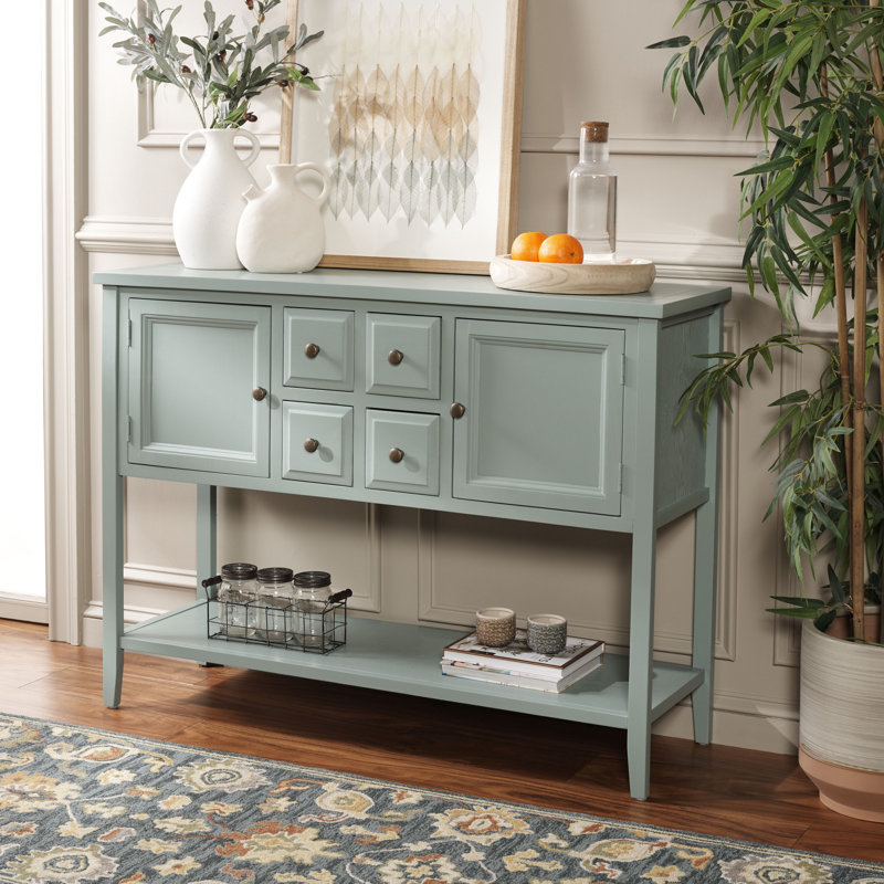 Sadie 45.7'' Solid Wood Console Table, Aqua Smoke