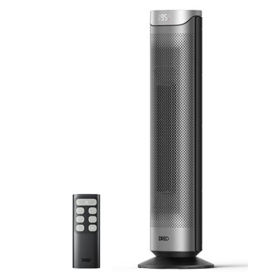 DREO 30" Tower Heater 1500W with Remote 70° Oscillation, Thermostat, 3 Heat Levels, Fan Mode