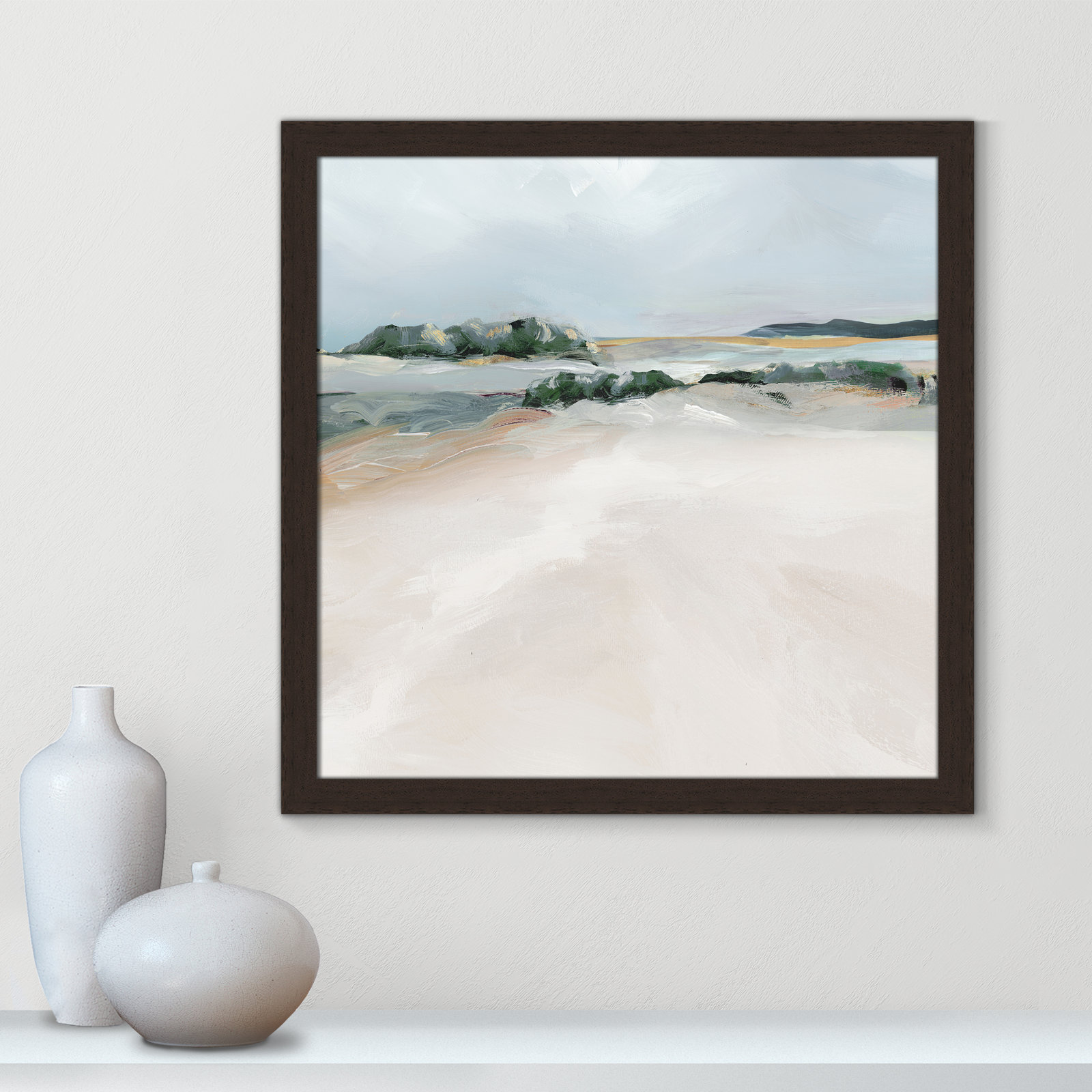 Anelis "Shimmering Path" Painting, 24.5" H x 24.5" W x 1.12" D, Walnut Framed