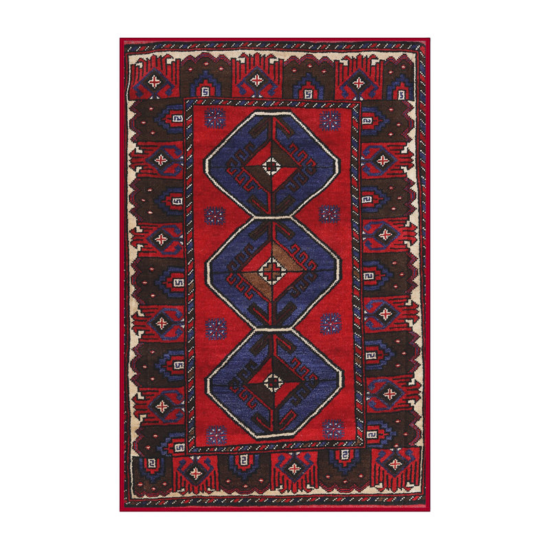 Tapis traditionnel rouge / noir, Rectangle 4 pi x 6 pi