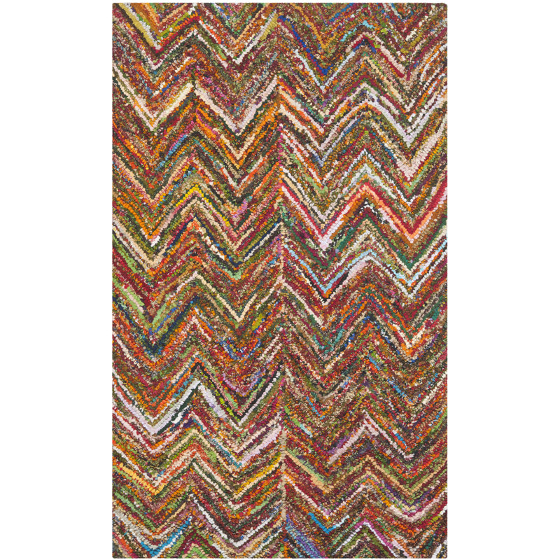Sonata Chevron Cotton Hand Woven Area Rug, Rectangle 152 x 244 cm