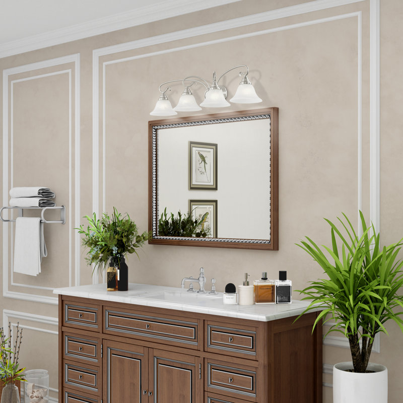 Éclairage pour salle de bain 4 lumières à intensité variable Aquala, Nickel brossé