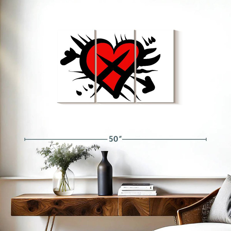 Hardie style cœur rouge style graffiti, H 20 po x l 33 po