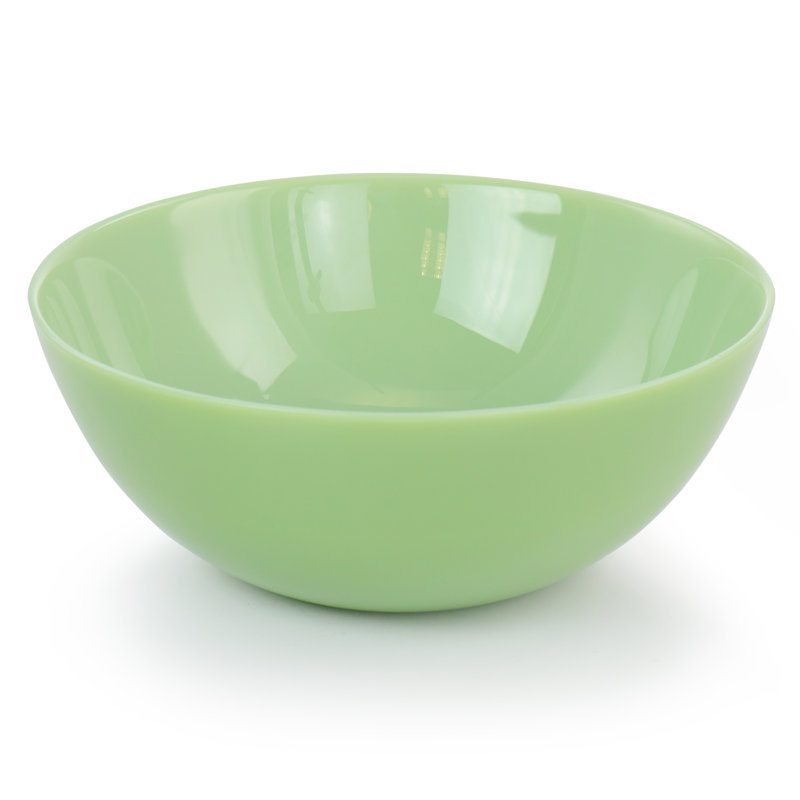 Jade Green Glossy Jadeite Glass Serving Bowls, Set of 2