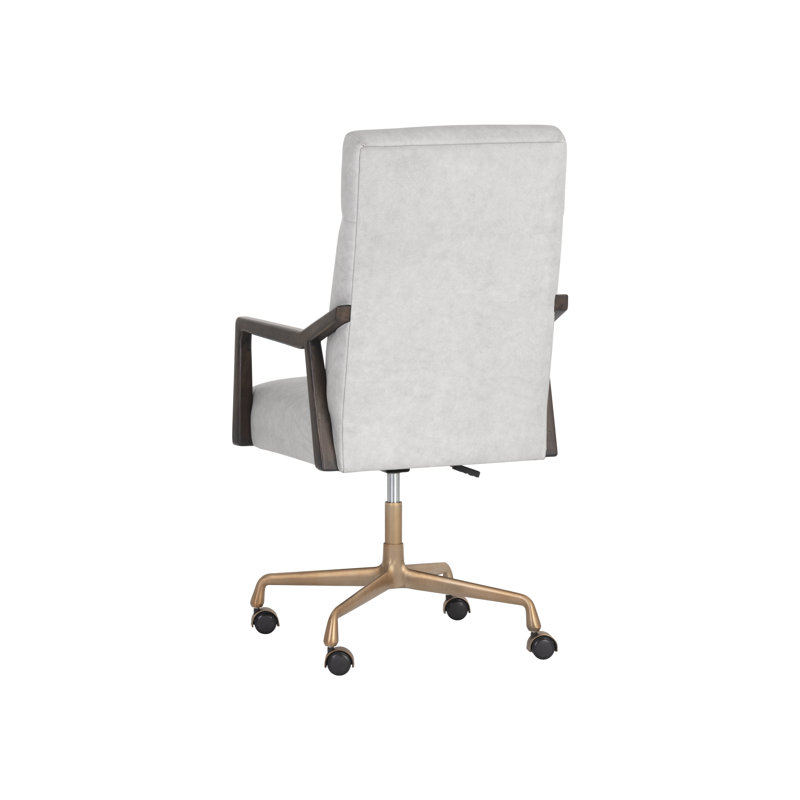 Collin Leather Swivel Office Chair, Grey Genuine Leather