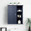 Armoire murale bleue avec rangement pour linge de maison, silencieux et organisé dans différentes pièces, idéal pour les fournitures de nettoyage