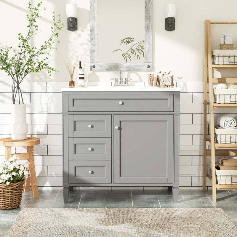 Meuble-lavabo simple avec plateau Georg 36, Gris